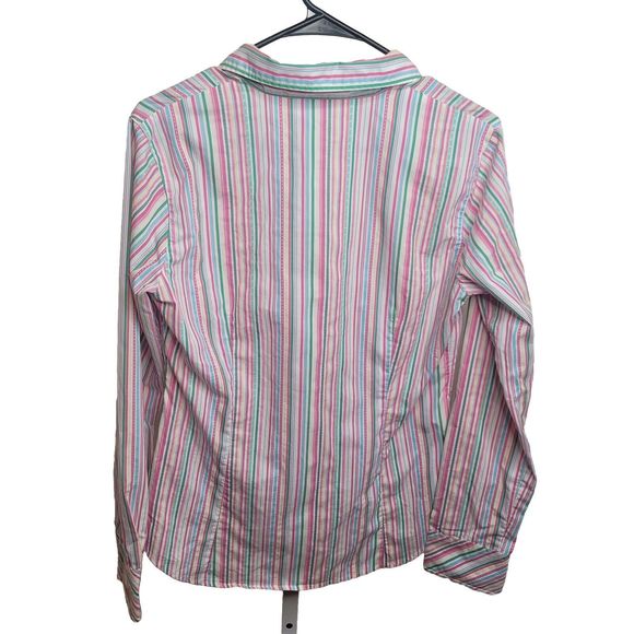 Vintage Lilly Pulitzer Striped V-Neck Button-Up Blouse Long Sleeve Size 8 - Picture 3 of 12